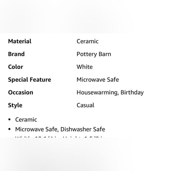 Pottery Barn White Ceramic Dinnerware Plate 10 1/2 Inches Round Deep Bowl Modern - Picture 6 of 11